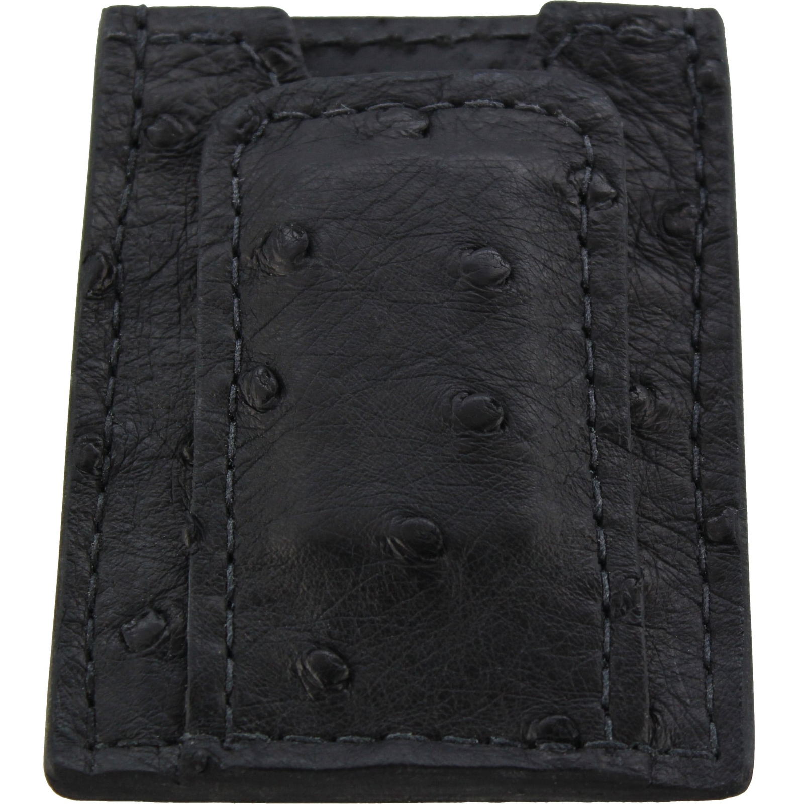 Black Ostrich Money Clip Wallet With Credit Card Slots Quality USA Handcrafted
