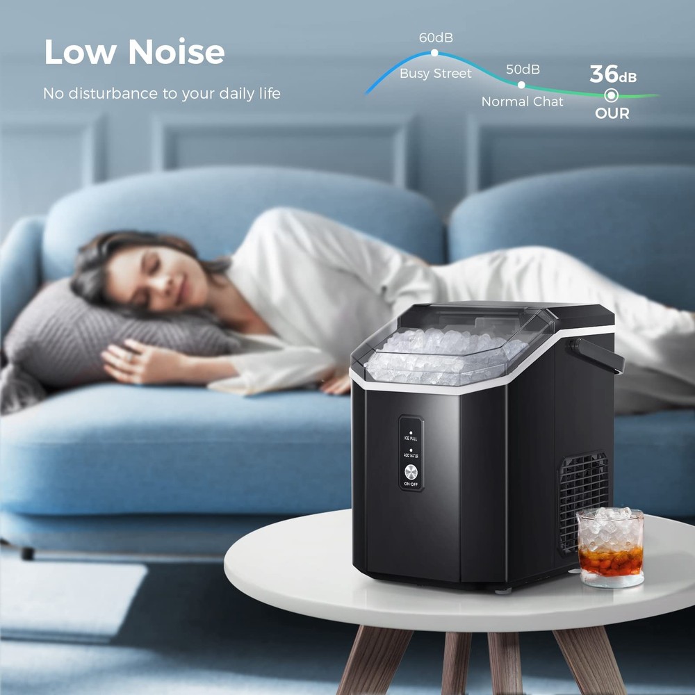 Nugget Ice Maker Countertop, Portable Crushed Ice Maker Machine with Handle, ...