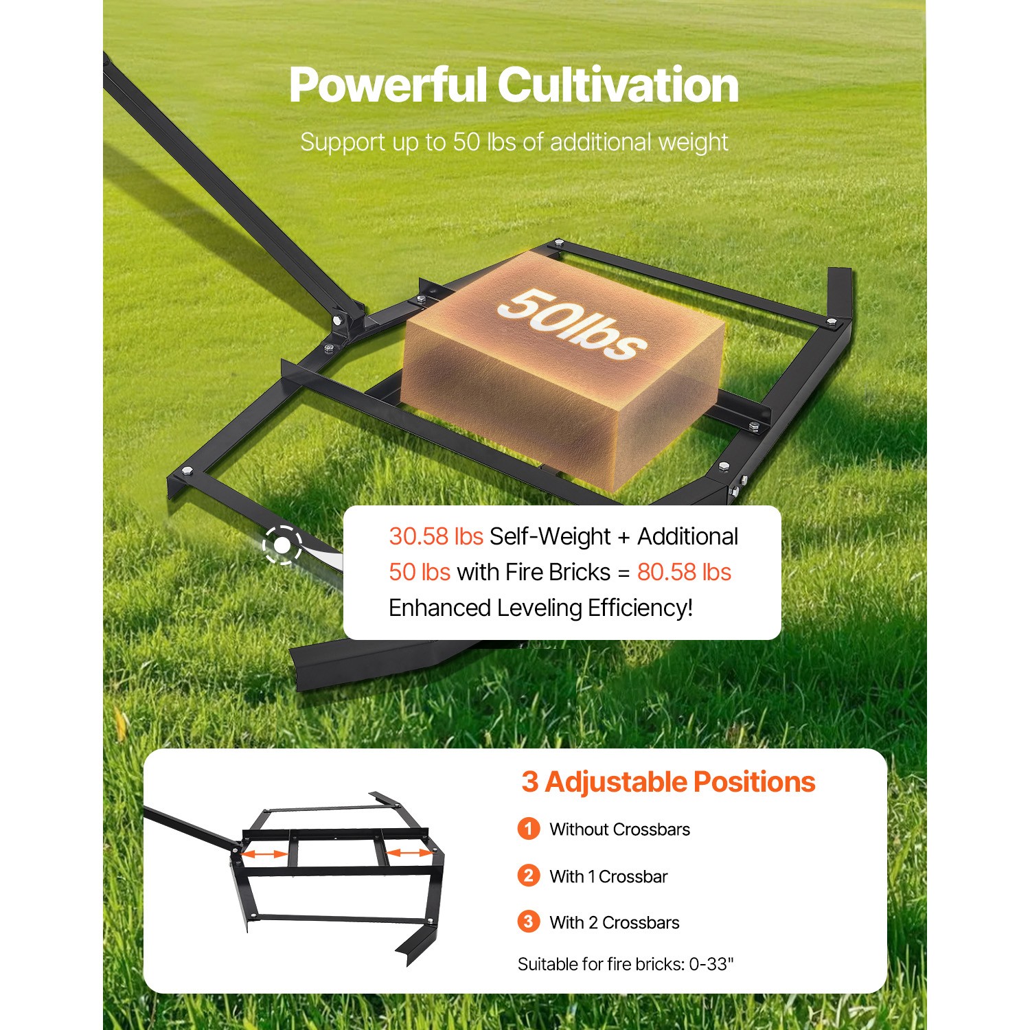 Drag Harrow 66" Width Tow Behind Drag Harrow Steel Gravel Grader ATV UTV