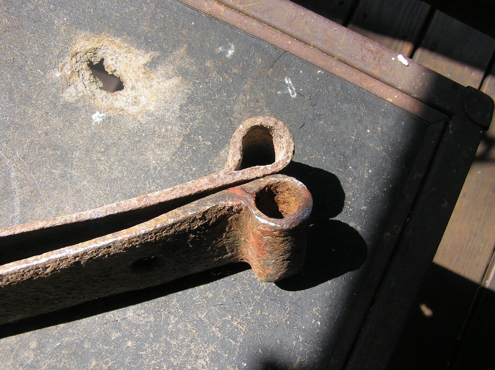 Pair (2) 36 inch blacksmith wrought iron barn hinges