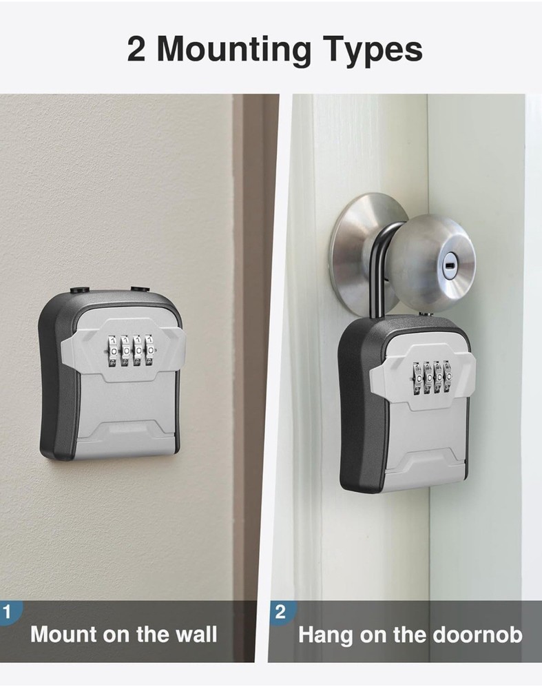 Lock Box, Key Lock Box Wall Mount & Portable Combination Lockbox with Resettable