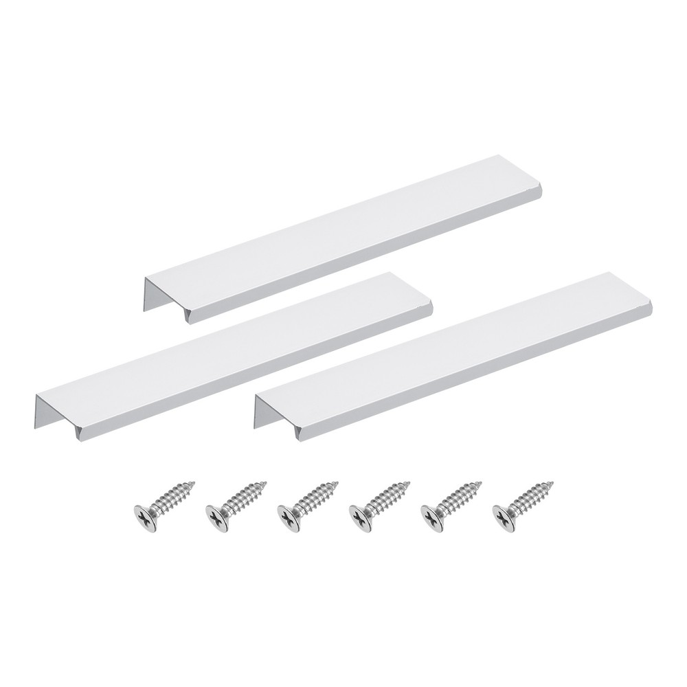Cabinet Edge Finger Pull, 3pcs 200mm / 7.87" Hidden Cabinet Pulls, Silver