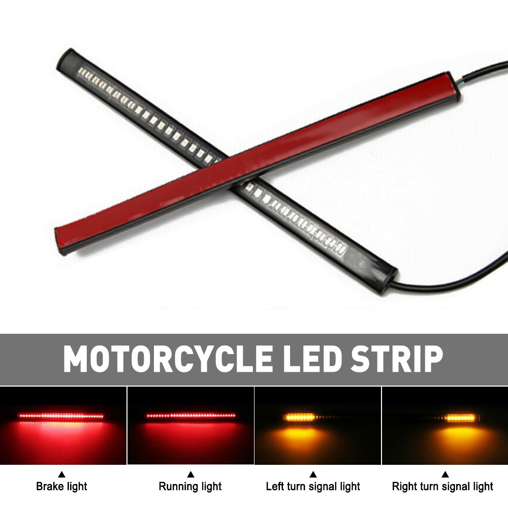 2pc Flexible Motorcycle LED Strip LED Brake Stop Turn Signals Running Tail Light