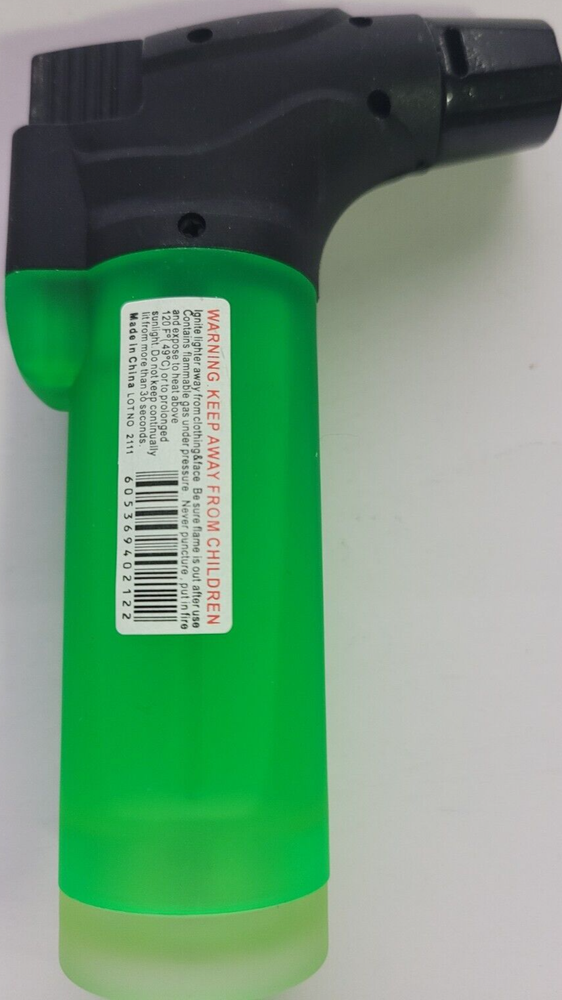 Max Light Torch Refillable Windproof Jet Lighter Color Green Size 4 inches