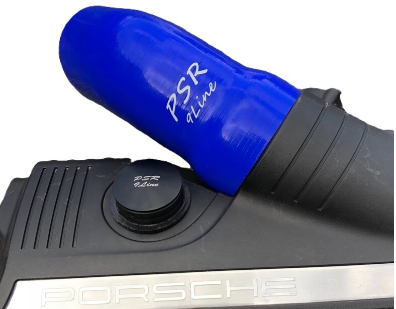 Porsche 997 Resonator Delete Air Box Modification with Blue Induction Pipe Plug