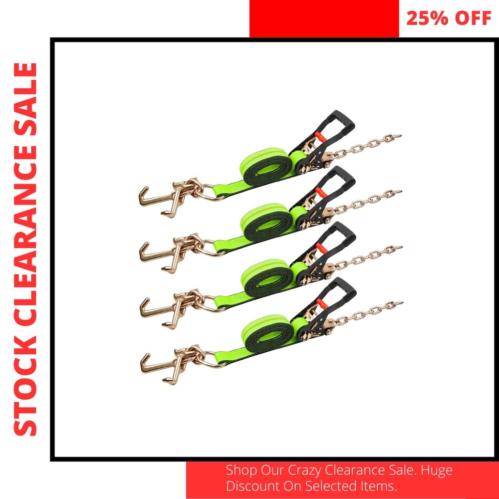 Ratchet Straps 2x12 FT Cluster Hook Heavy Duty Tie Down Set