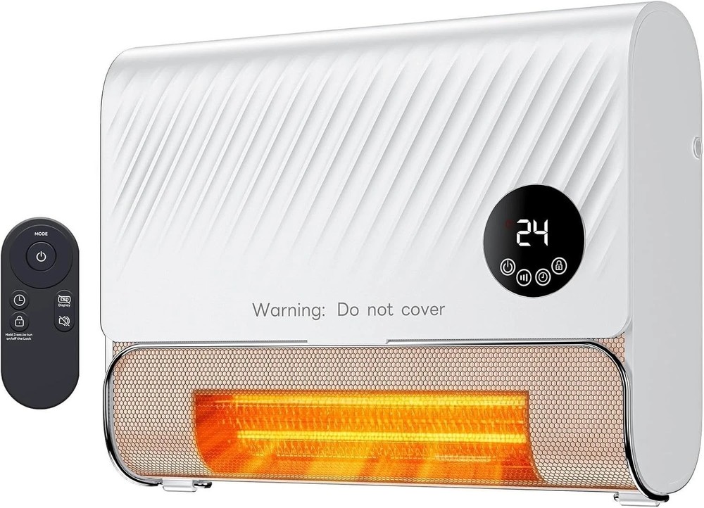 Smart Wall Heater Timer Touch Control 120V White/Black