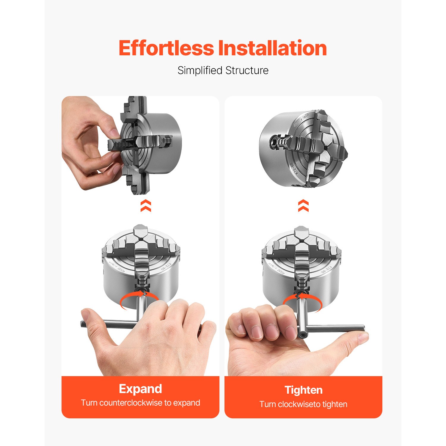 3 Inch 4-Jaw Self-Centering Lathe Chuck for Drilling Milling Machine 3D