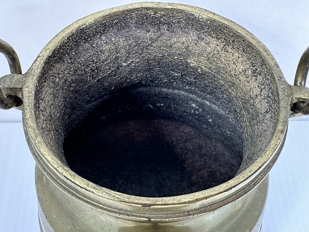 Vintage Solid Brass 3 Footed Fireplace Smudge Pot With Lid