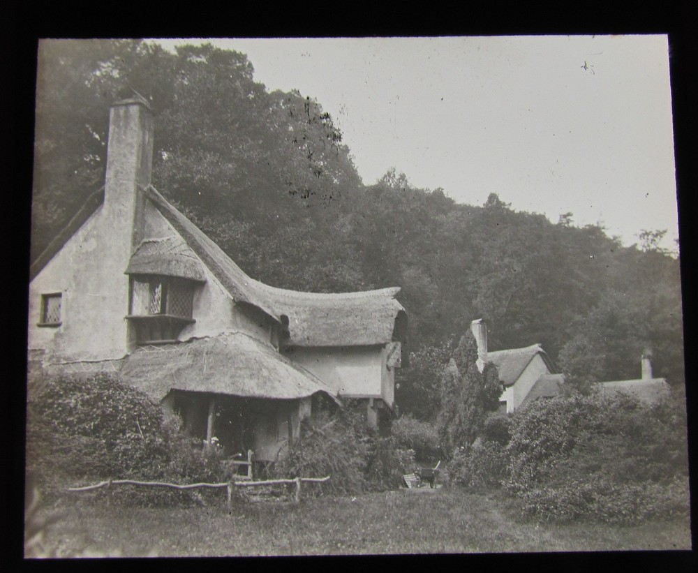 Glass Magic Lantern Slide PRETTY COTTAGES C1900  L90