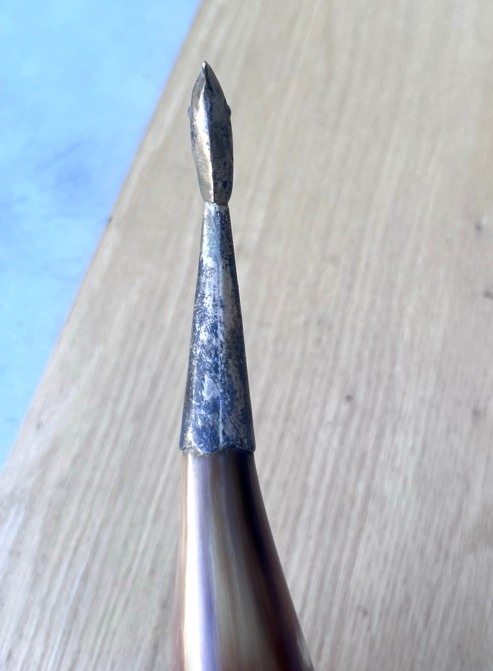 Vintage Russian Viking Caucasian Drinking Horn Sterling Silver Bird Head Chain