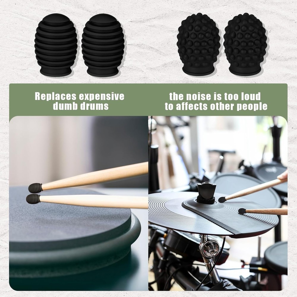 Stretchable Silicone Drumstick Tips - 4 Pack for Perfected Percussion Skills