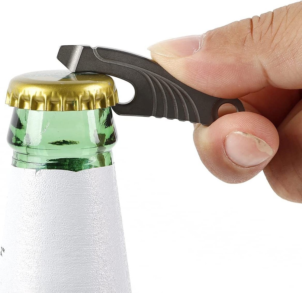 EDC Multi Tool Titanium Pry Bar with Bottle Opener Screwdriver Function (Grey)
