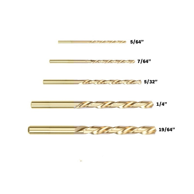 Titanium plating Solid Carbide Left Hand Spiral Flutes Twist Drill Bit 5pcs