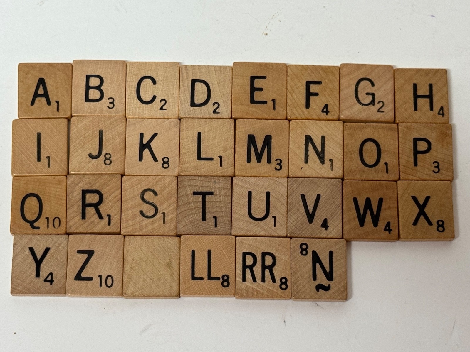 Single Individual AUTHENTIC Tan Wood Scrabble Tiles Engraved Black Letter Crafts