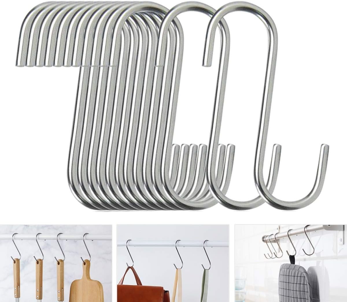 20 or 40 Pack S Hooks - Stainless Steel Heavy Duty S Hooks for Hanging pots Pans