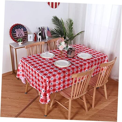 American Checkered Rectangle Table 84" x 60" (Rectangular) Chercked Stars