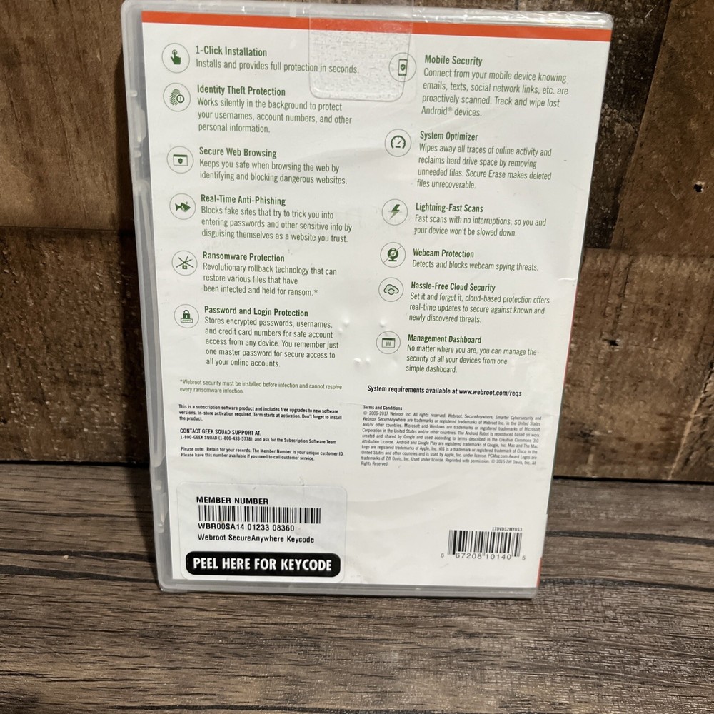 Webroot Secure Anywhere Internet Security 3 Device Software CD Windows IOS Mac