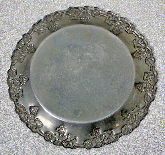 Embossed Silver Plated Etched Grape & Vine Wine Bottle Coaster