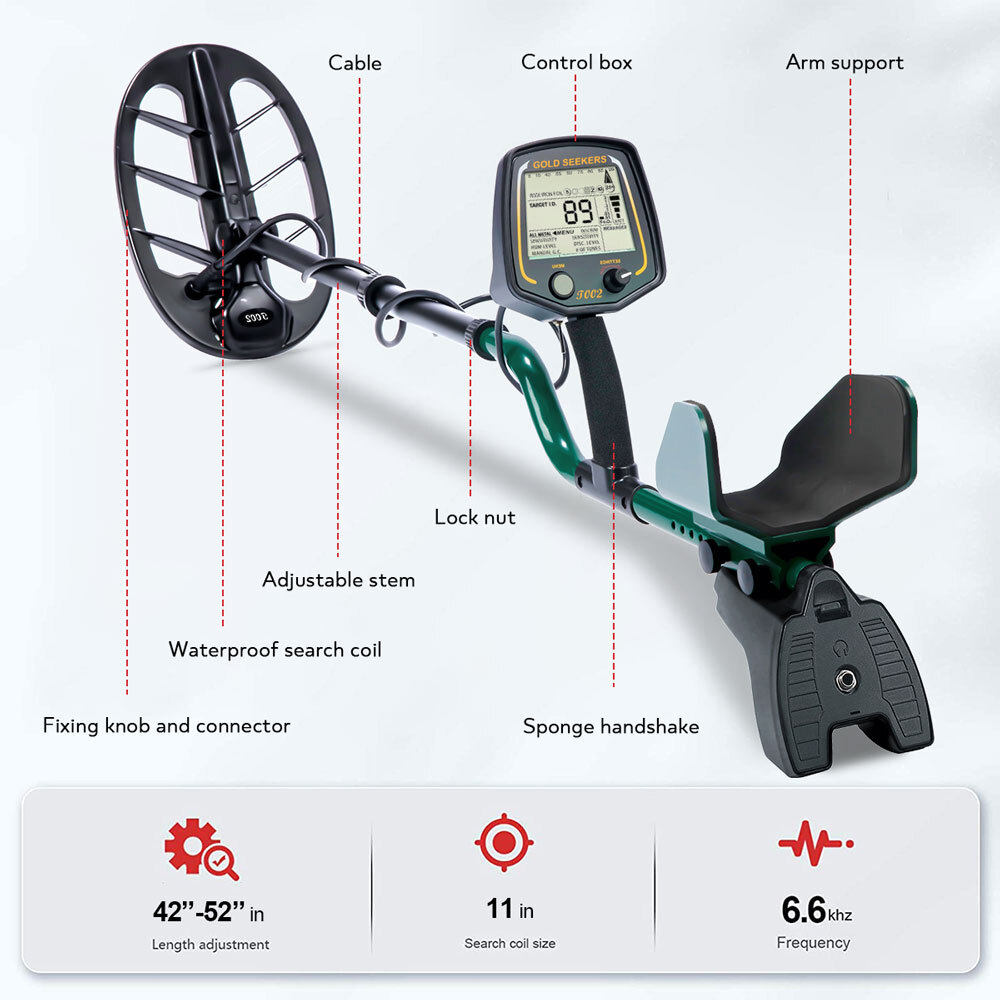 Deep Ground Metal Detector with 8.5" x 11" PROformance Search Coil and Extras