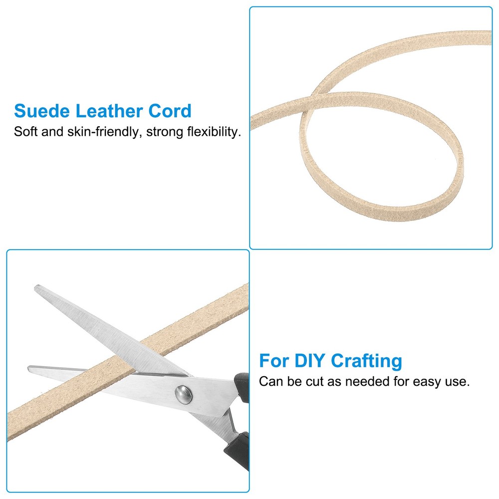 Suede Lanyard String with Roll Spool 5 mm 50 Yard, Flat Microfiber Cord, Khaki