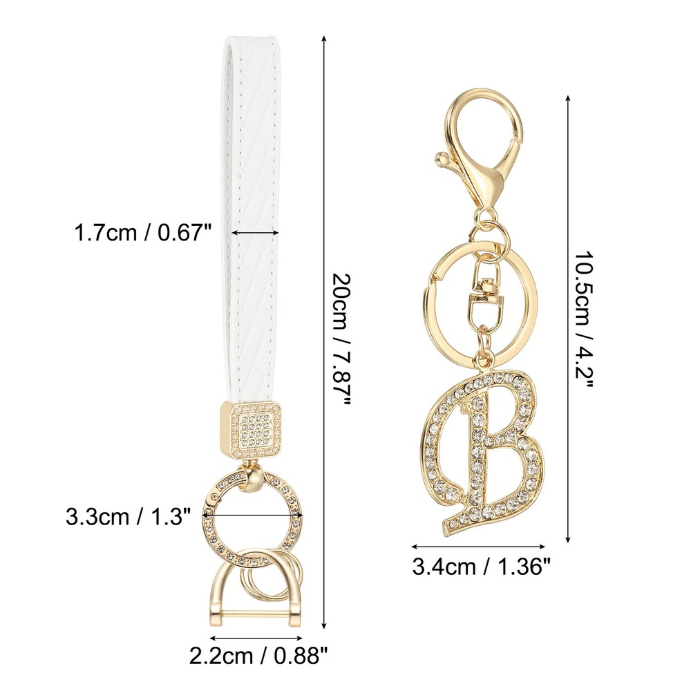 Leather Wristlet Keychain, Chic Letter B Keychains