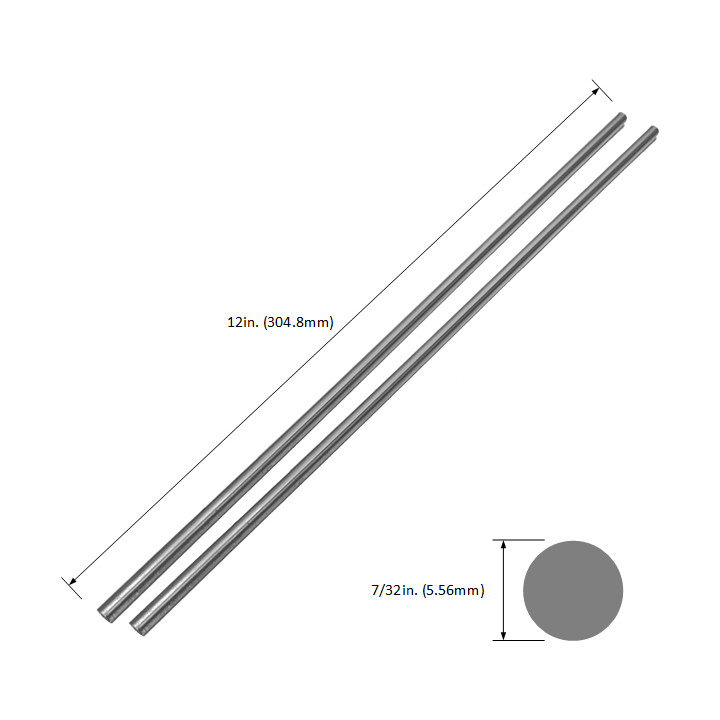 7/32 (0.219) 12L14 Steel Round Rod Two 12" Sections Stanley Plane Restoration
