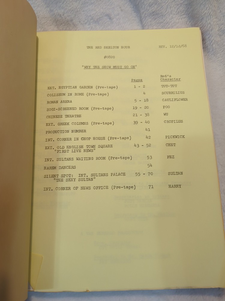 Rare Vintage Script For The Red Skeleton Hour 1969