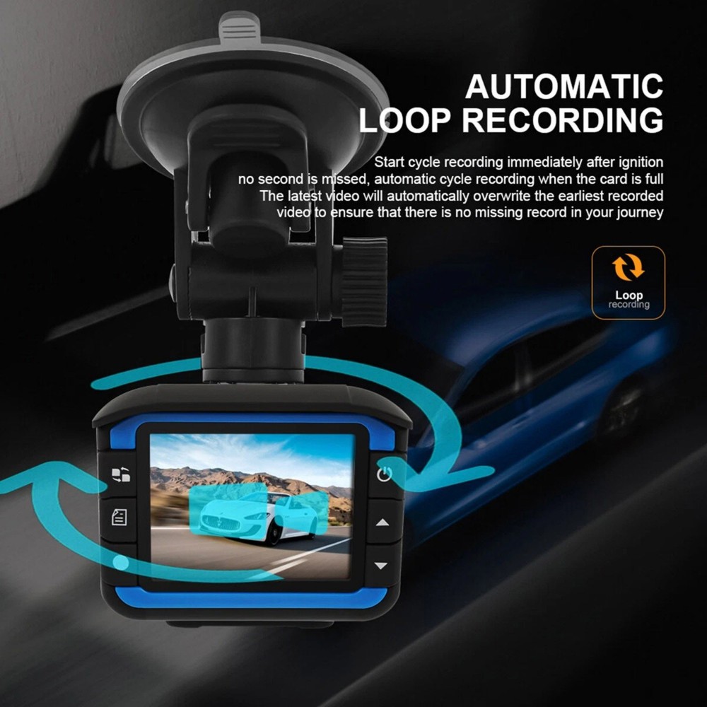 Car Multifunctional Dash Cam DVR with Full Frequency Radar Detector 2.0" Display