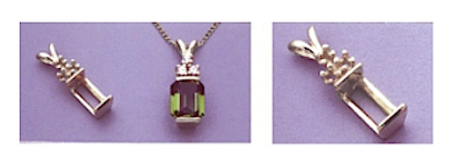 Deep Rectangular Sterling Silver Accented Tourmaline Pendant Setting (7-14mm)