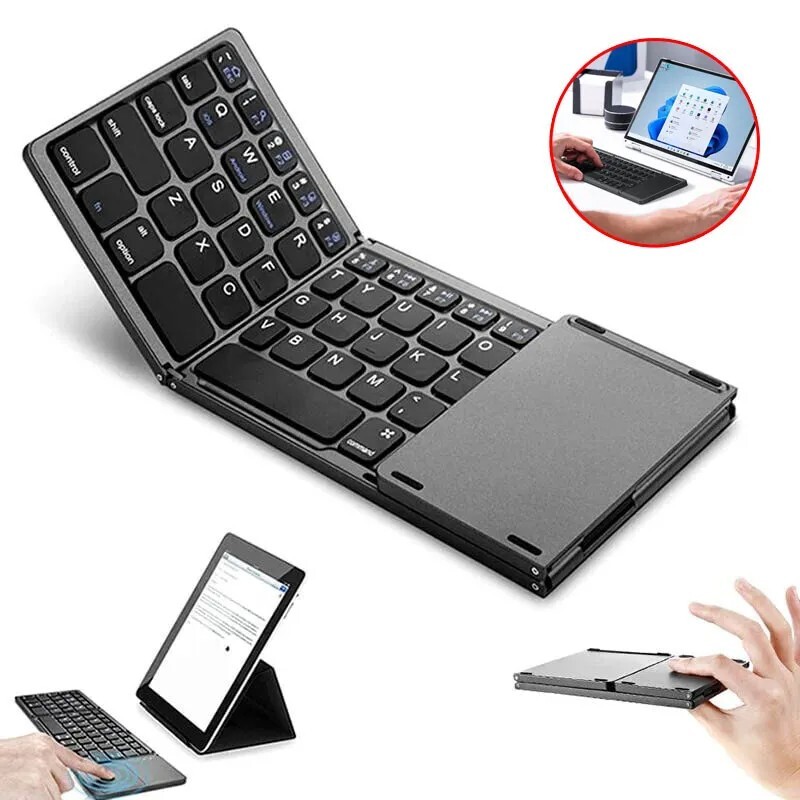 Mini Folding Wireless Bluetooth Keyboard With Touchpad for Laptop Tablet Phone