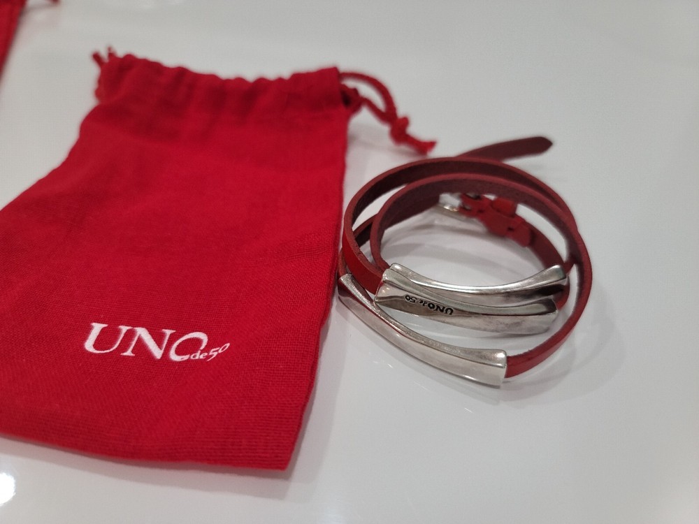 Unode50 Wraparound Red Leather Bracelet 100%Spain