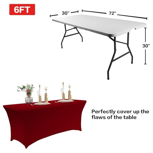 2 Pack 6FT Table Cloth for Rectangular Fitted Events 6 Ft - 2 Pcs Burgundy