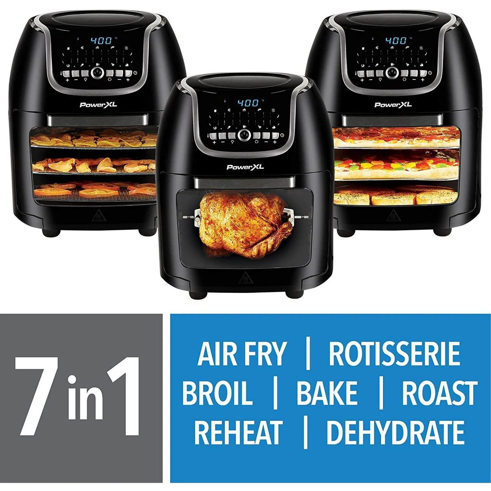 PowerXL Vortex Air Fryer Pro Plus 10 Quart Capacity, Black, 1700 Watts