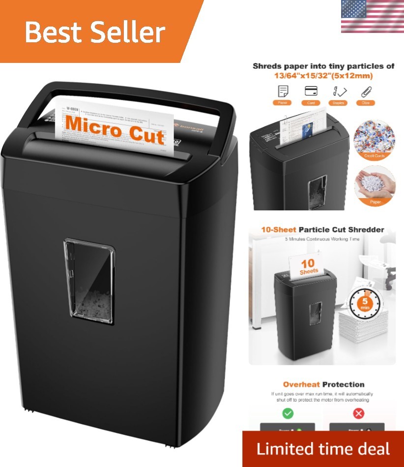 Effortless Micro Cut Shredding - 10-Sheet Capacity with Transparent Waste Bin