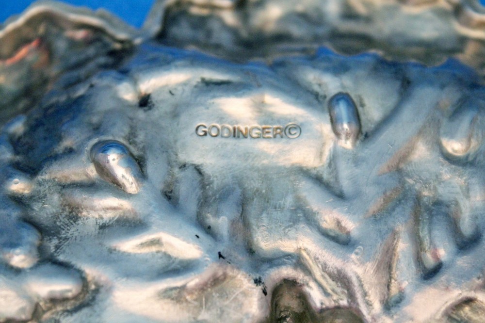 vintage GODINGER SILVER CANDY NUT DISH GRAPES & GRAPE LEAF DESIGN