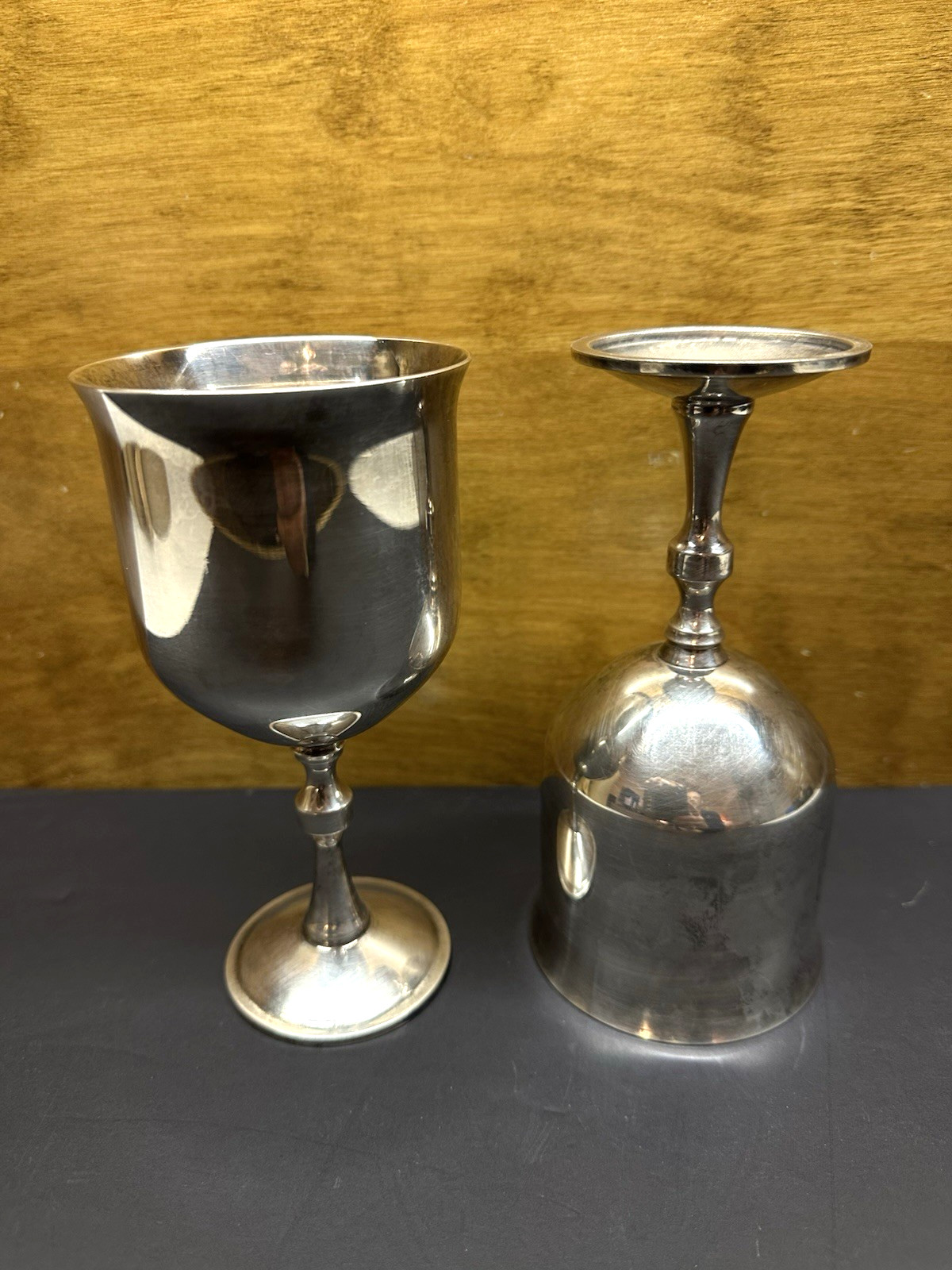 Vintage Set Of 2 ONEIDA Silver Plate 8 Oz Goblets 6 3/8"