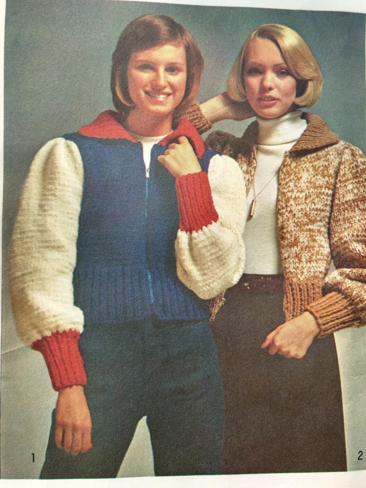Vintage 70s Sweater Jacket Knitting Pattern Chunky Knit Simplicity 6013