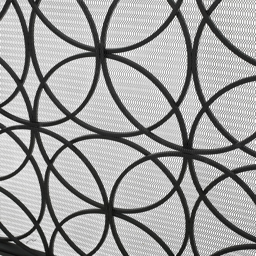 Valeno Black Iron Fireplace Screen - Elegant Single Panel Design