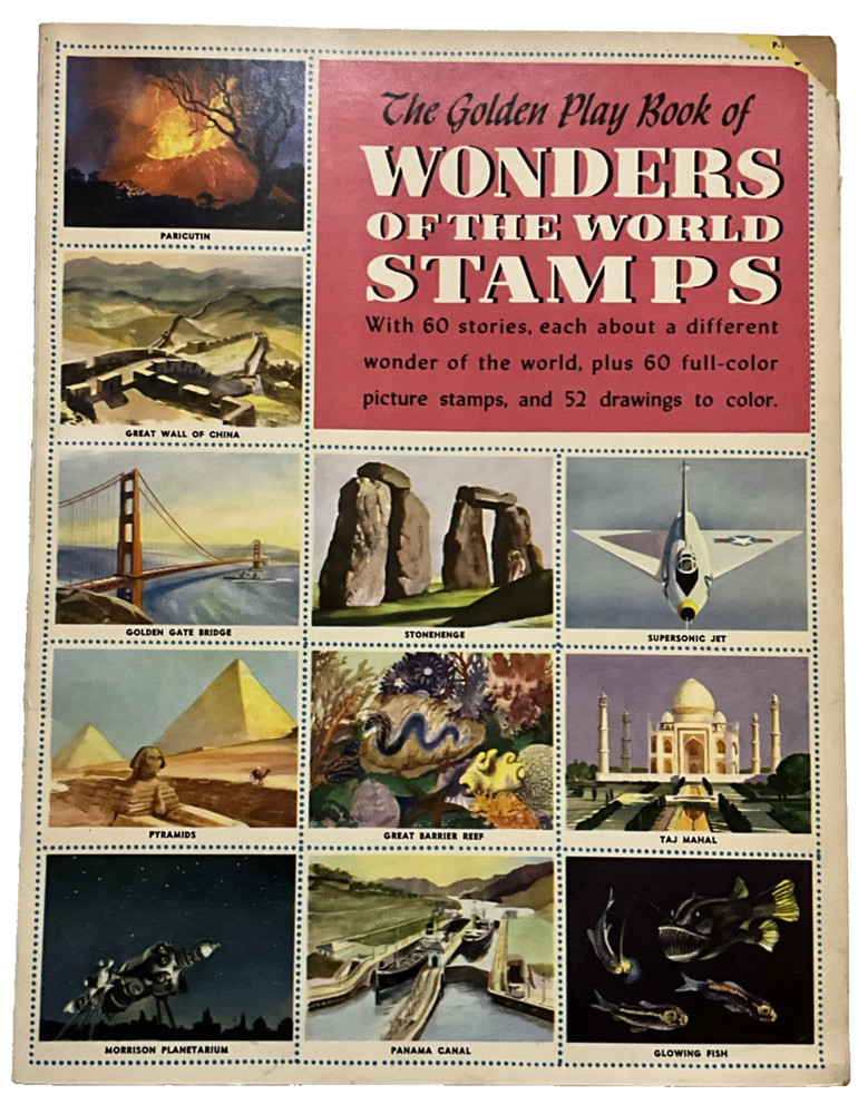 1953 The Golden Play Book of Wonders of The World Stamps Vintage With Stamps