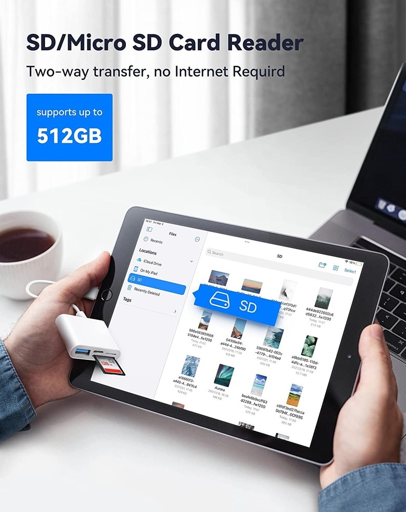 4 in 1 Micro SD/SD Card Reader for iPhone iPad Adapter with Charging Port