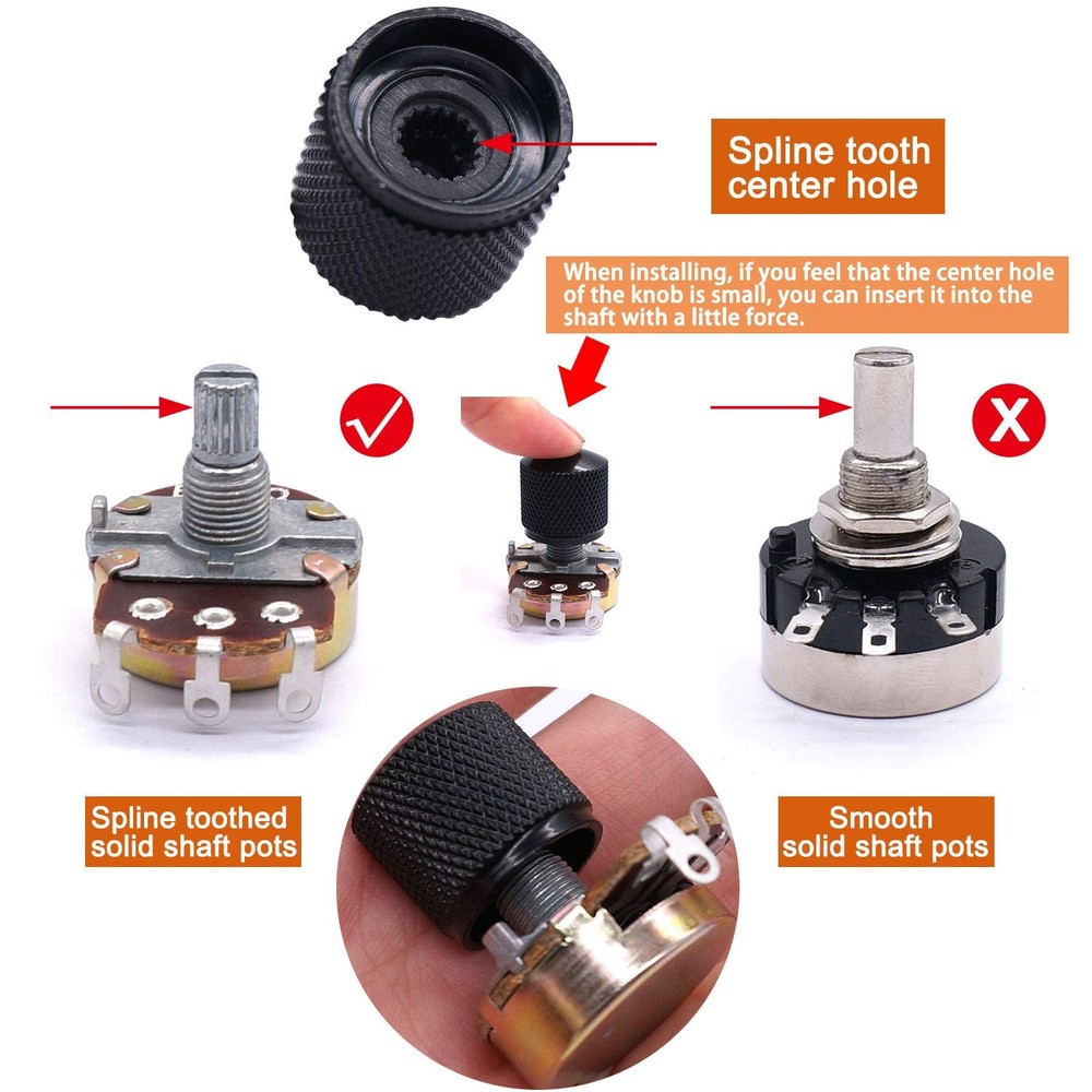 Taiss/3pcs Black Metal Dome Knobs Electric Guitar Volume Tone Control
