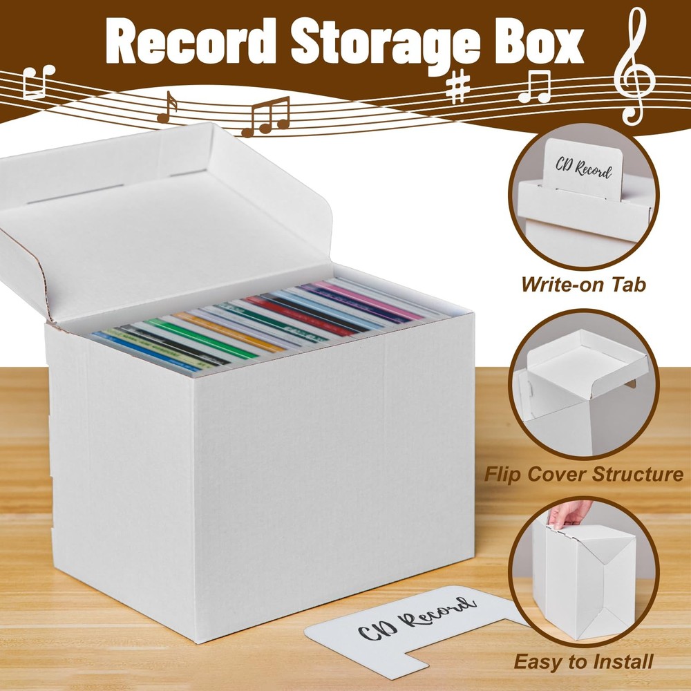 2-Pack CD DVD Cardboard Storage Boxes with Lids Ã¢â‚¬â€œ Media Organizer Case...