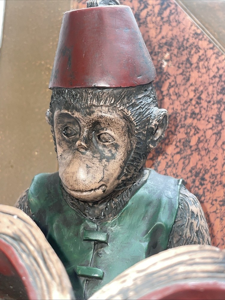 Vintage Monkey In A Fez Hat Bookend