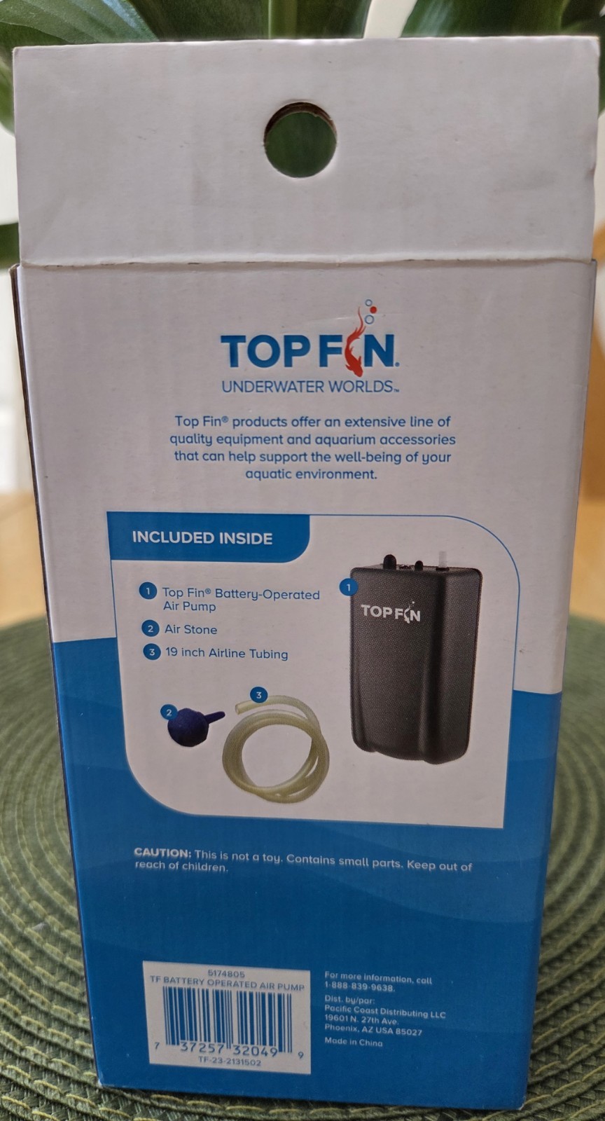 Top Fin Battery Operated Air Pump. Includes 19" Airline Tubing & Air Stone NEW