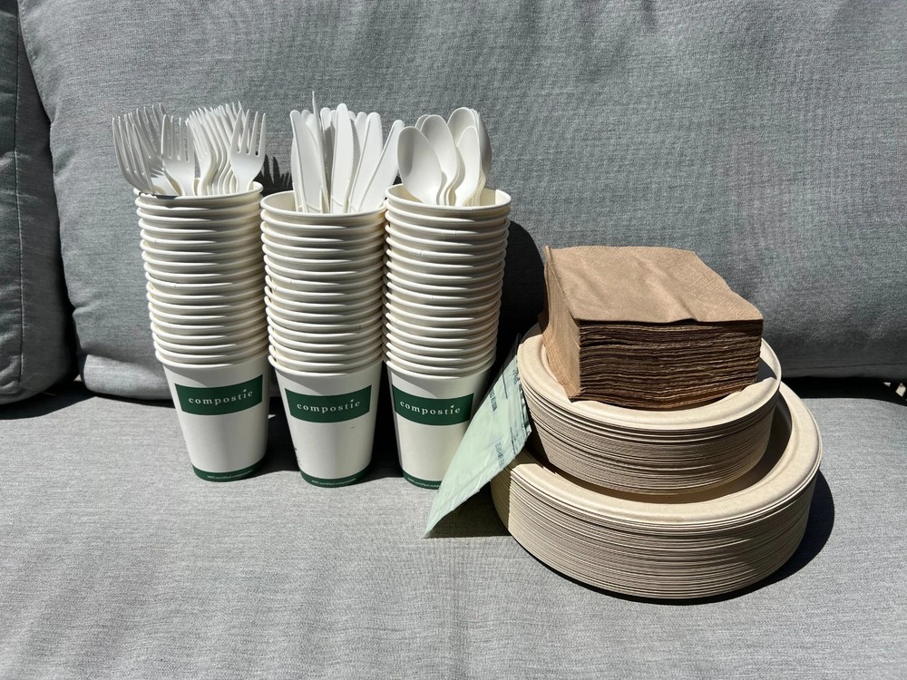 100% Compostable Tableware Set for 50 Guests (350 pcs)
