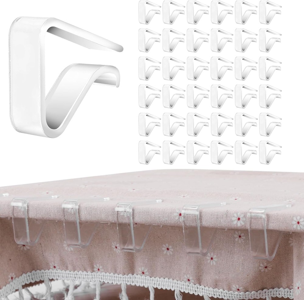 36 Pieces Clear Tablecloth Clips, Durable Plastic Table Cover Holders, Windproof
