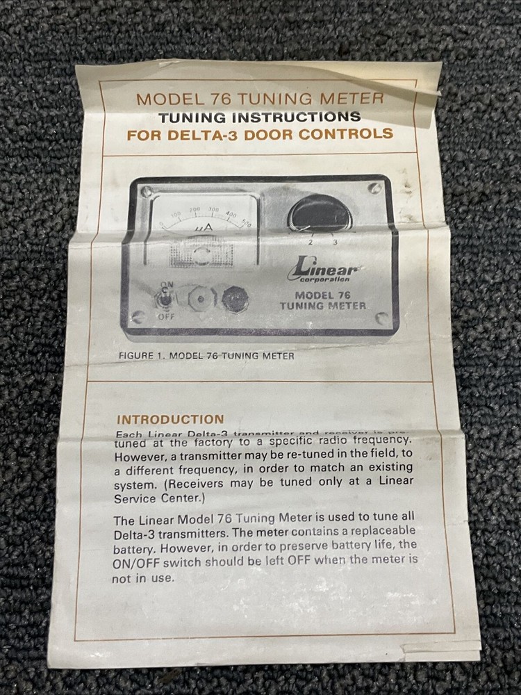 LINEAR CORPORATION 76 TUNING METER FOR DELTA 3 DOOR CONTROL TRANSMITTERS 222