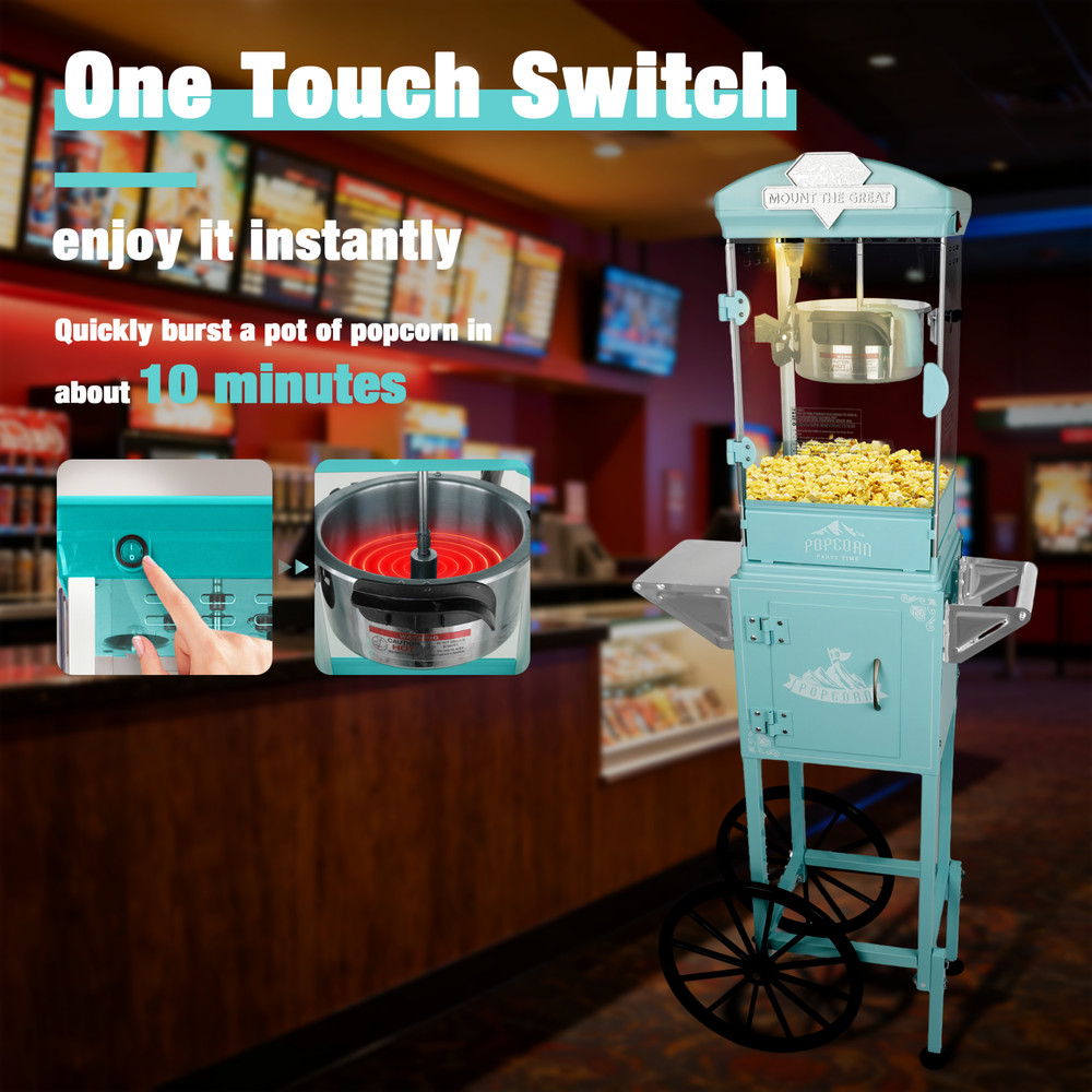 Popcorn Machine with Cart ,Wheels & 10 Oz Kettle Popcorn Maker Measuring