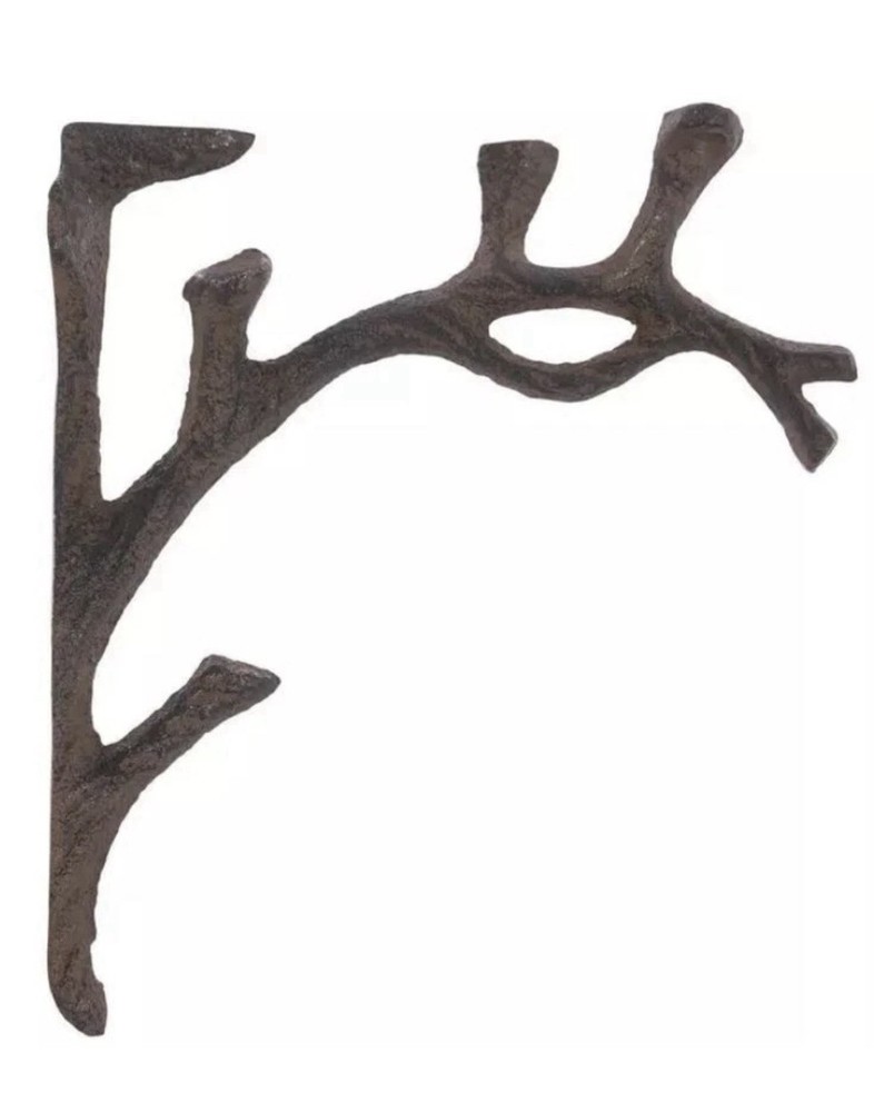 2 Rustic Cast Iron Shelf Bracket Wall Mount Hardware Shelving Braces Tree Branch